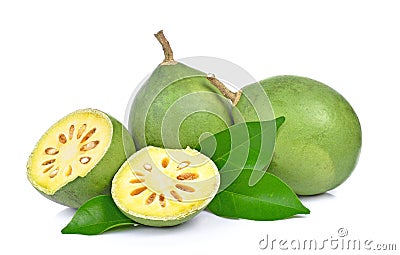 Medicinal Bael fruits isolated on white background Stock Photo