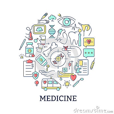 Medicine abstract color concept layout with headline Vector Illustration