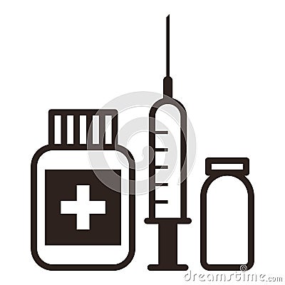 Medicine, ampoule and syringe icon Vector Illustration