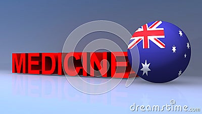 Medicine with Australia flag on blue Stock Photo