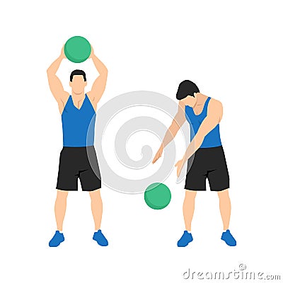 Medicine ball. Alternating side slams exercise. Flat vector illustration Vector Illustration