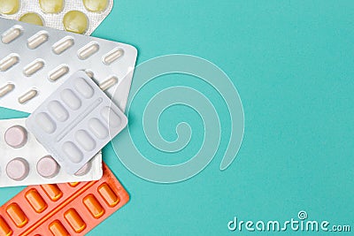 Medicine in Blister Packaging with Copy Space Stock Photo