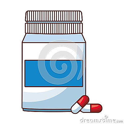 Medicine bottle of pills cartoon Vector Illustration