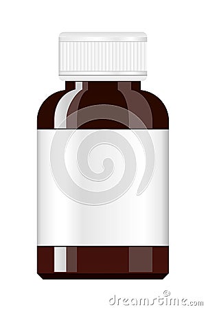 Medicine Bottle. Syrup medicine bottle. Pill Bottle with label. Vector Illustration