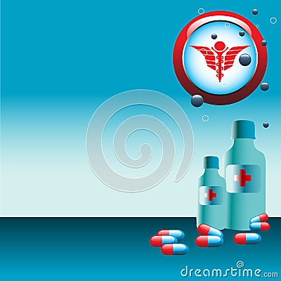 Medicine bottles and pills Vector Illustration