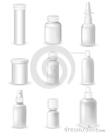 Medicine Bottles Set Vector Illustration