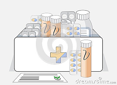 Medicine box first aid kit Vector Illustration