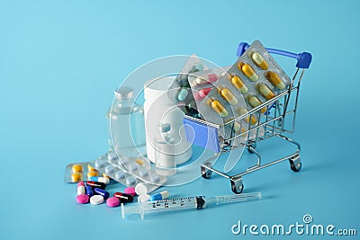 Medicine capsules medicinal pills shopping medicine Creative idea for health care Stock Photo