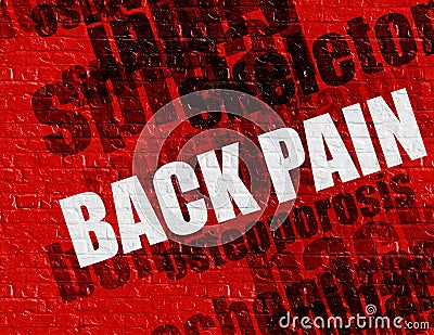Medicine concept: Back Pain on Red Brickwall . Stock Photo