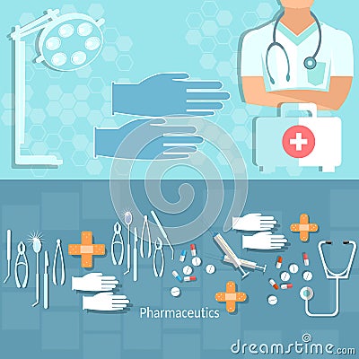 Medicine concept doctor professional hospital ambulance Vector Illustration