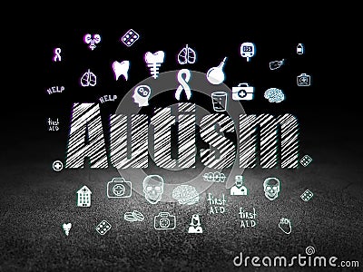 Medicine concept: Autism in grunge dark room Stock Photo