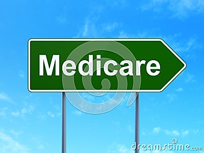 Medicine concept: Medicare on road sign background Stock Photo