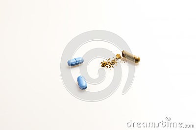 Medicine concept with pills on white background Stock Photo