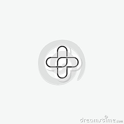 Medicine cross logo sticker isolated on gray background Vector Illustration