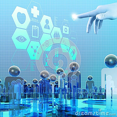 Medicine doctor hand working with modern computer interface Stock Photo