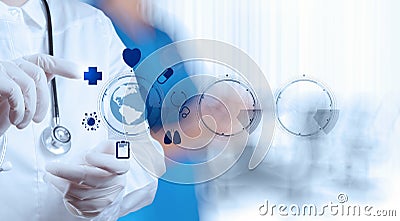 Medicine doctor hand working with modern computer Stock Photo