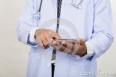 Medicine doctor working with mobile smart phone - Medical techno Stock Photo