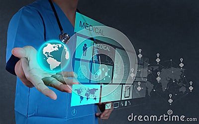 Medicine doctor working with modern computer inter Stock Photo