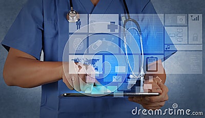 Medicine doctor working with modern tablet computer Stock Photo