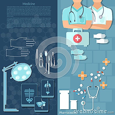 Medicine doctors in a hospital intern medical care Vector Illustration