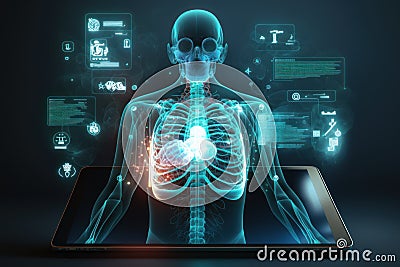 Medicine doctors write electronic medical record on tablets. DNA Stock Photo