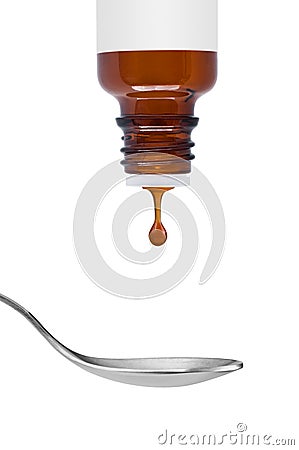 Medicine dropping on spoon Stock Photo
