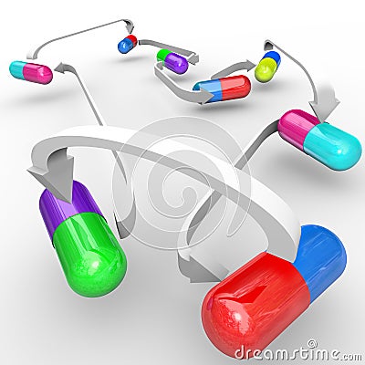 Medicine Drug Interactions Capsules and Pills Stock Photo