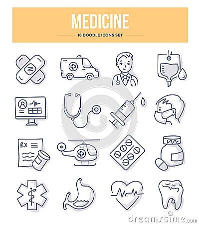 Medicine Doodle Icons Vector Illustration