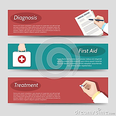 Medicine flat banners set Vector Illustration