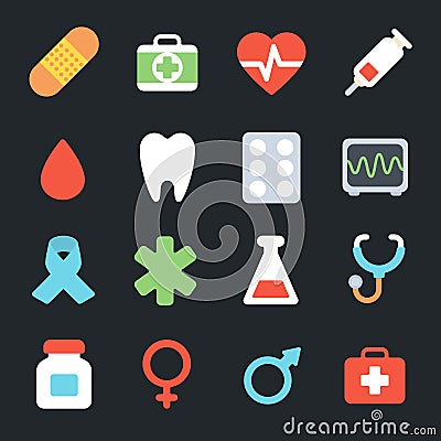 Medicine Flat Icons Vector Illustration