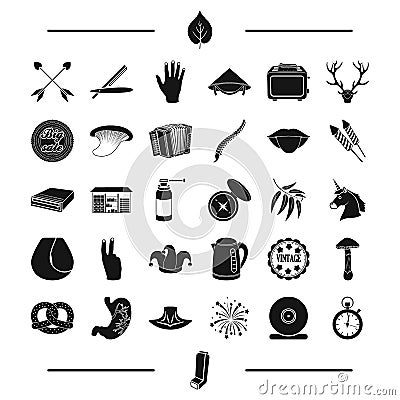 Medicine, gay, travel and other web icon in black style.equipment, body icons in set collection. Vector Illustration