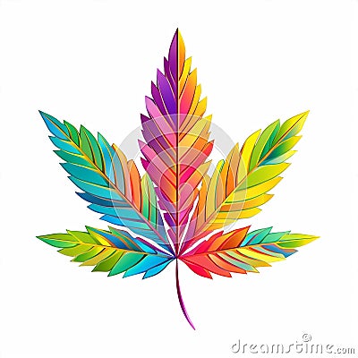 Colorful herb marijuana leaf nature weed illustration plant symbol cannabis Cartoon Illustration
