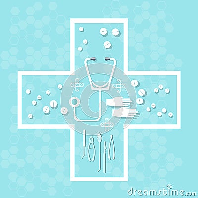 Medicine health care and medical research pills tablets capsules Vector Illustration