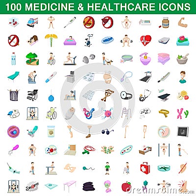 100 medicine and healthcare icons set Vector Illustration