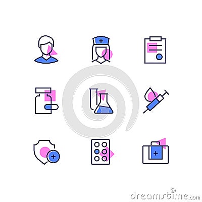 Medicine and healthcare - line design style icons set Vector Illustration