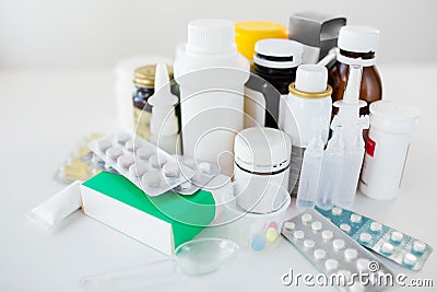 Packs of different pills and medicine Stock Photo