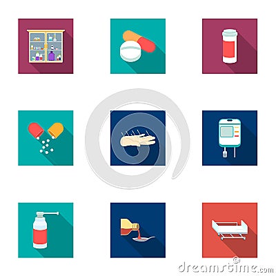 Medicine and hospital set icons in flat style. Big collection of medicine and hospital symbol Vector Illustration