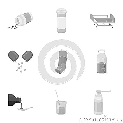 Medicine and hospital set icons in monochrome style. Big collection of medicine and hospital vector symbol stock Vector Illustration