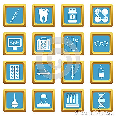 Medicine icons azure Vector Illustration
