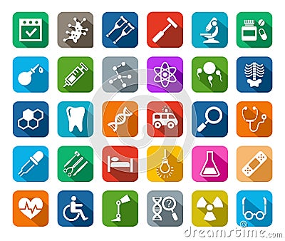 Medicine, icons, colored, flat, vector. Vector Illustration