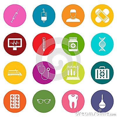 Medicine icons many colors set Vector Illustration