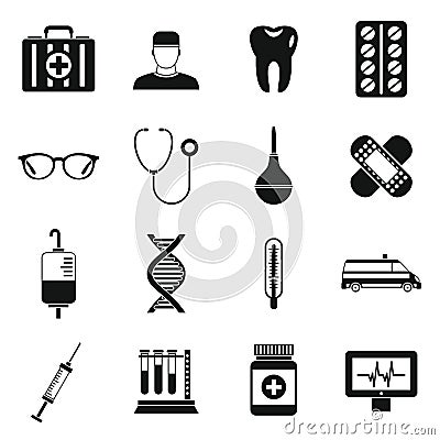 Medicine icons set, simple style Vector Illustration