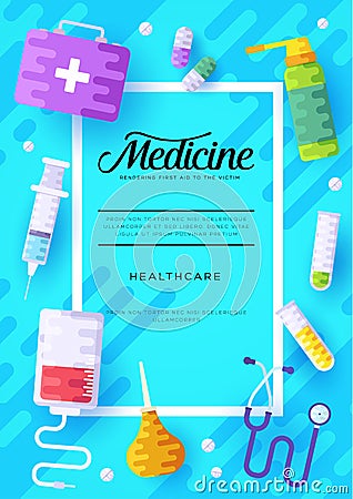 Medicine information cards set. Medical template of flyer, magazines, posters, book cover, banners. Clinical infographic Vector Illustration