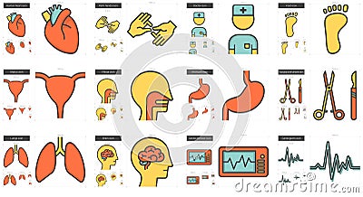 Medicine line icon set. Vector Illustration