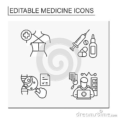 Medicine line icons set Vector Illustration