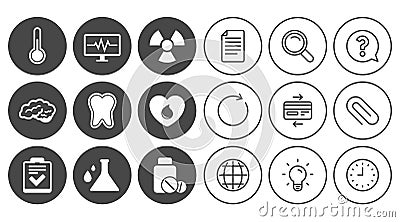 Medicine, medical health and diagnosis icons. Vector Illustration