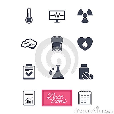 Medicine, medical health and diagnosis icons. Vector Illustration