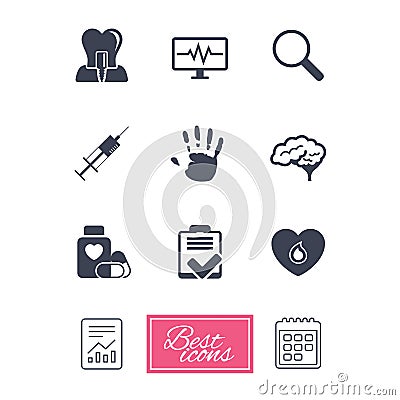 Medicine, medical health and diagnosis icons. Vector Illustration