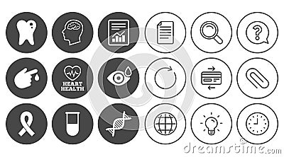 Medicine, medical health and diagnosis icons. Vector Illustration