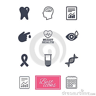 Medicine, medical health and diagnosis icons. Vector Illustration